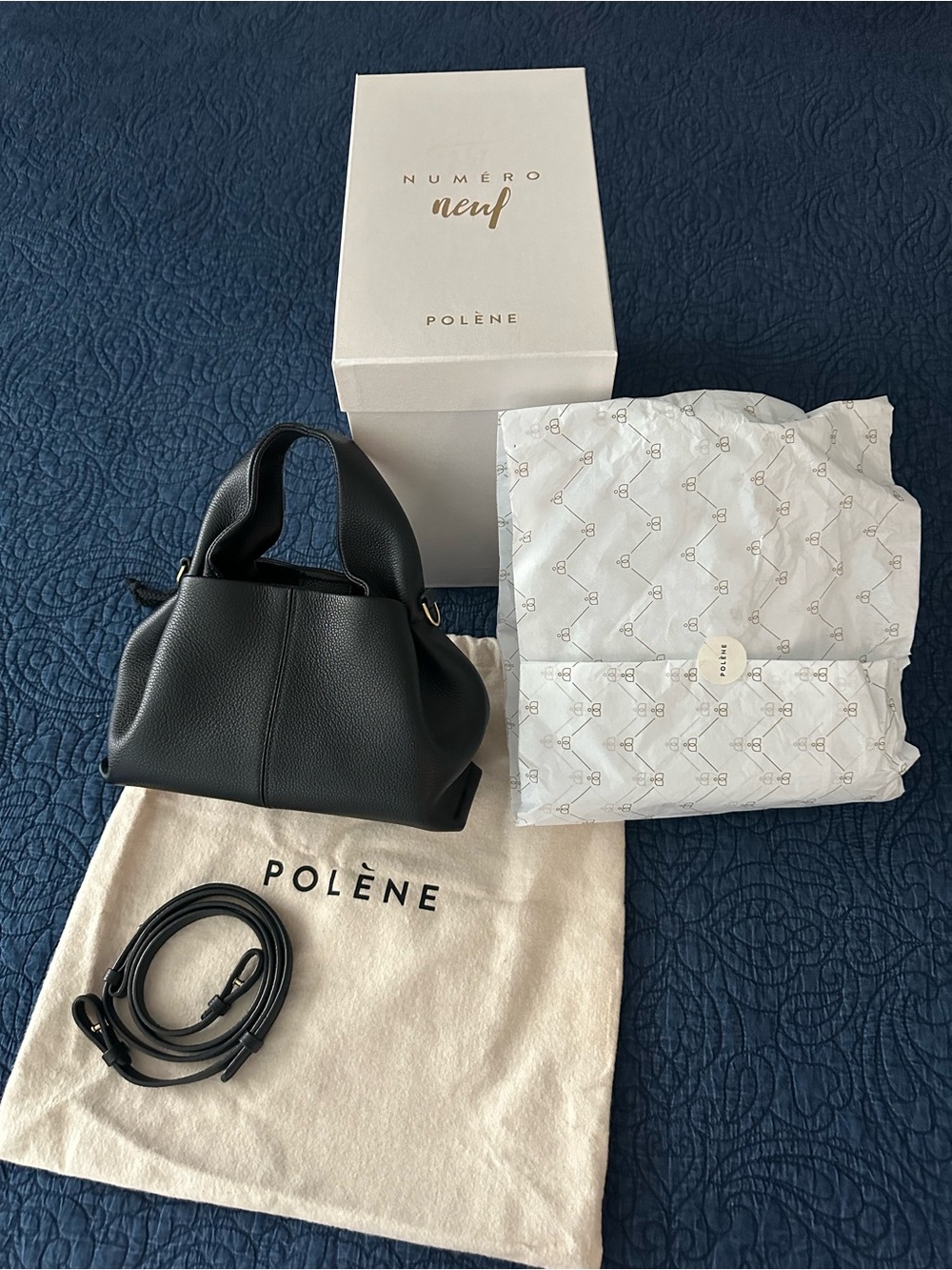 Authentic! NWT! Polene Numéro Neuf Mini in Textured Black - Retail $540! - Picture 10 of 17